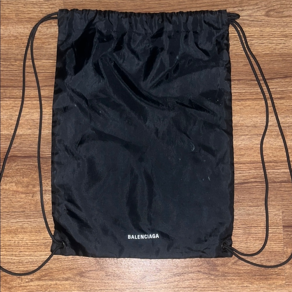 BALENCIAGA BLACK  NYLON DRAW STRING BACKPACK BAG